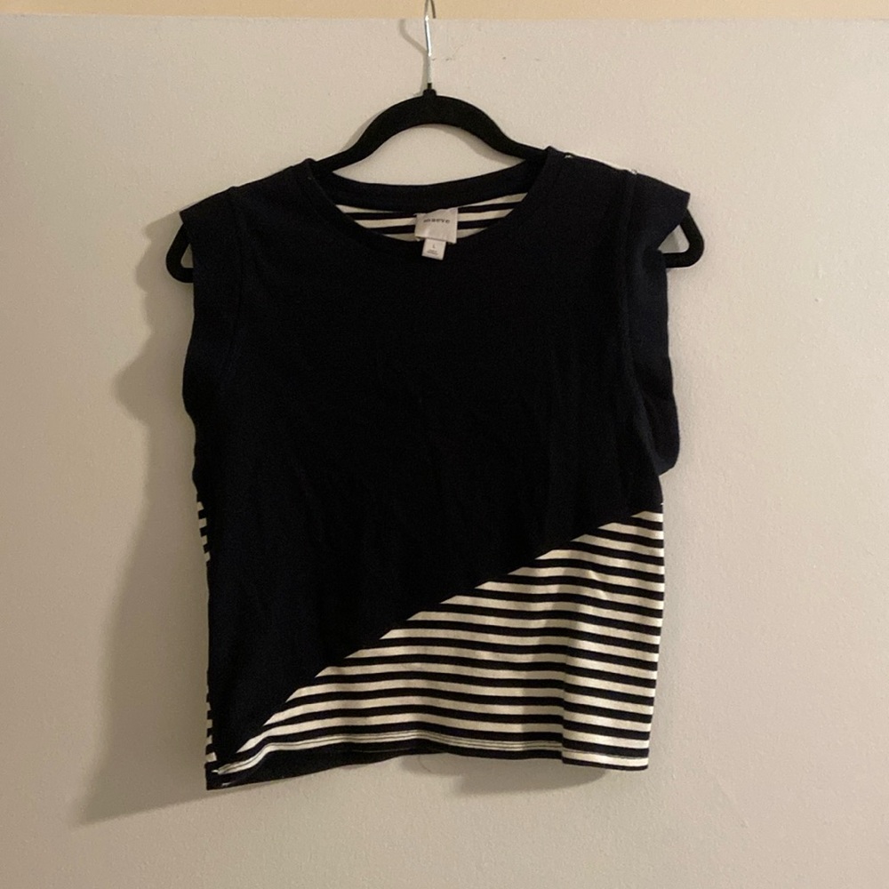 Black and white stripped tank top with cap sleeves